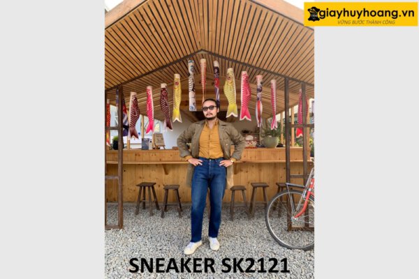 Giày da nam sneaker phối với quần jeans SK2121 004