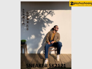 Giày da nam sneaker phối với quần jeans SK2121 003