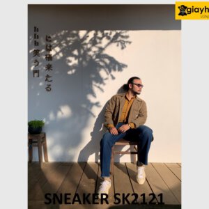 Giày da nam sneaker phối với quần jeans SK2121 003