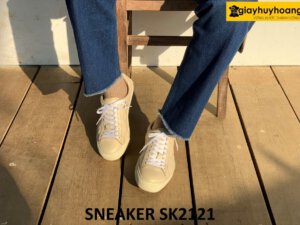 Giày da nam sneaker phối với quần jeans SK2121 002