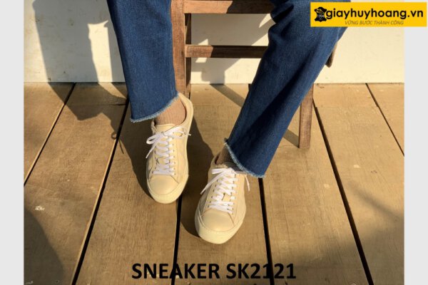 Giày da nam sneaker phối với quần jeans SK2121 002