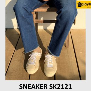 Giày da nam sneaker phối với quần jeans SK2121 001