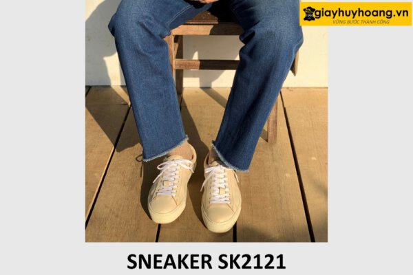 Giày da nam sneaker phối với quần jeans SK2121 001