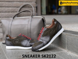Giày da chạy bộ nam phối da lộn màu xám SK2122 004