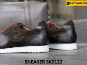 Giày da chạy bộ nam phối da lộn màu xám SK2122 003