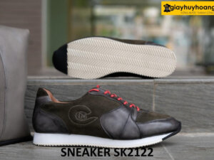 Giày da chạy bộ nam phối da lộn màu xám SK2122 002