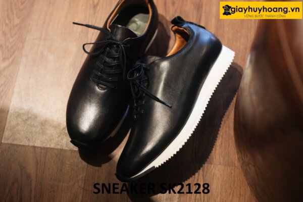 Giày da chạy bộ nam màu đen cao cấp sneaker SK2128 001