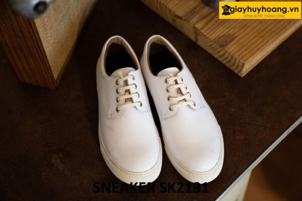 Giày da màu trắng nam thời trang sneaker SK2131 001