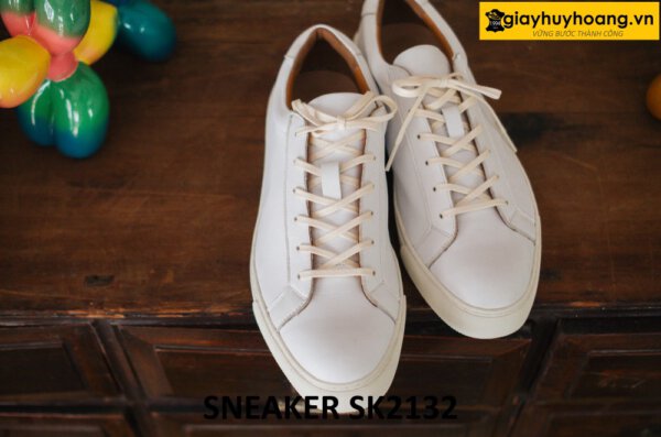 Giày sneaker da màu trắng nam chính hãng tại tphcm SK2132 001