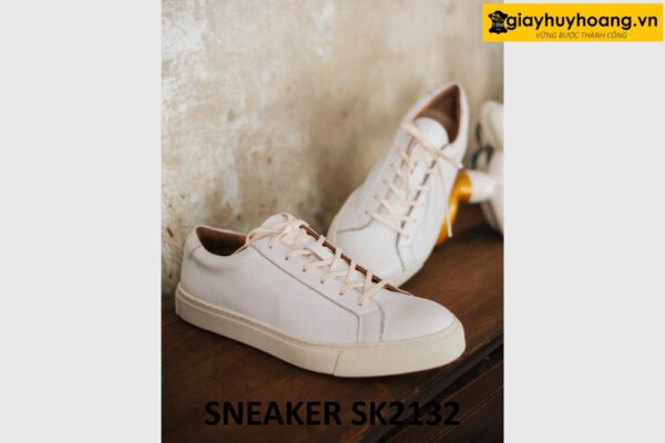 Giày sneaker da màu trắng nam chính hãng tại tphcm SK2132 003