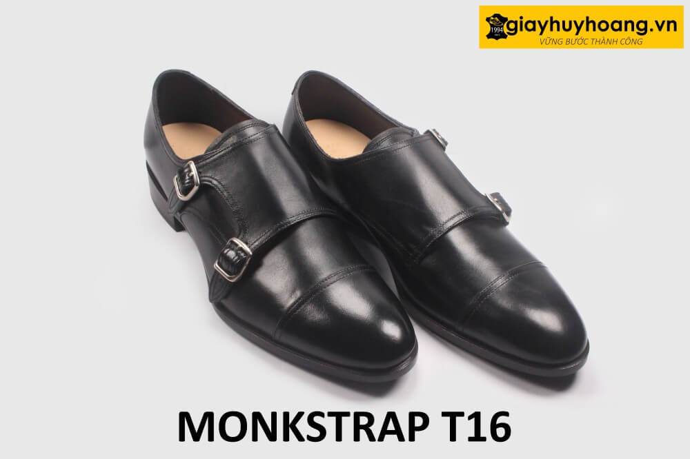ban-giay-da-nam-thu-cong-monkstrap-giayhuyhoang-t16-003 Giày da nam 2 khóa công sở nam đẹp Monkstrap T16 003
