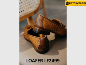 Giày lười nam da đan xen thủ công hàng hiệu Loafer LF2498 002