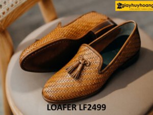 Giày lười nam da đan xen thủ công hàng hiệu Loafer LF2498 003