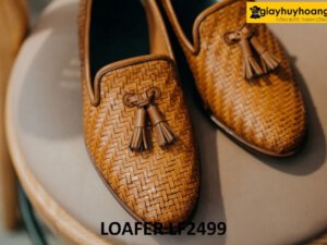 Giày lười nam da đan xen thủ công hàng hiệu Loafer LF2498 004