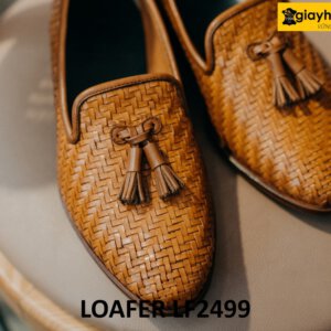 Giày lười nam da đan xen thủ công hàng hiệu Loafer LF2498 004