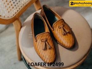 Giày lười nam da đan xen thủ công hàng hiệu Loafer LF2498 001