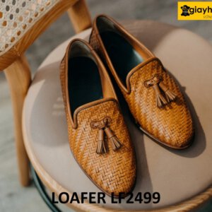 Giày lười nam da đan xen thủ công hàng hiệu Loafer LF2498 001