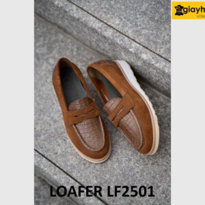 Giày lười nam đế bằng da lộn thể thao loafer LF2501 002