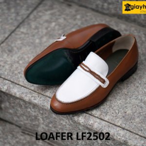 Giày lười nam phối màu trắng và nâu loafer LF2502 003