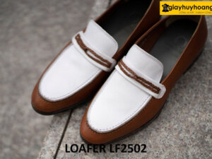 Giày lười nam phối màu trắng và nâu loafer LF2502 002