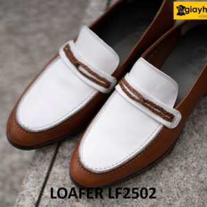 Giày lười nam phối màu trắng và nâu loafer LF2502 002