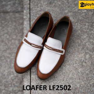 Giày lười nam phối màu trắng và nâu loafer LF2502 001