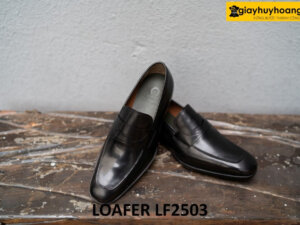 Giày lười nam trẻ trung da đen trơn bóng loafer LF2503 003