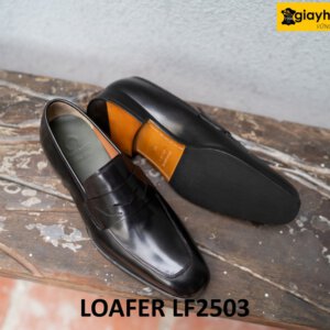 Giày lười nam trẻ trung da đen trơn bóng loafer LF2503 004