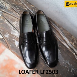 Giày lười nam trẻ trung da đen trơn bóng loafer LF2503 001