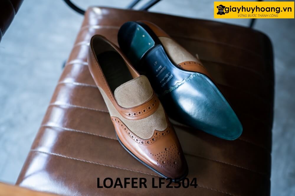 dat-dong-giay-da-nam-thu-cong-loafer-lf2504-002 Giày loafer nam không dây bò phối da lộn LF2504 004