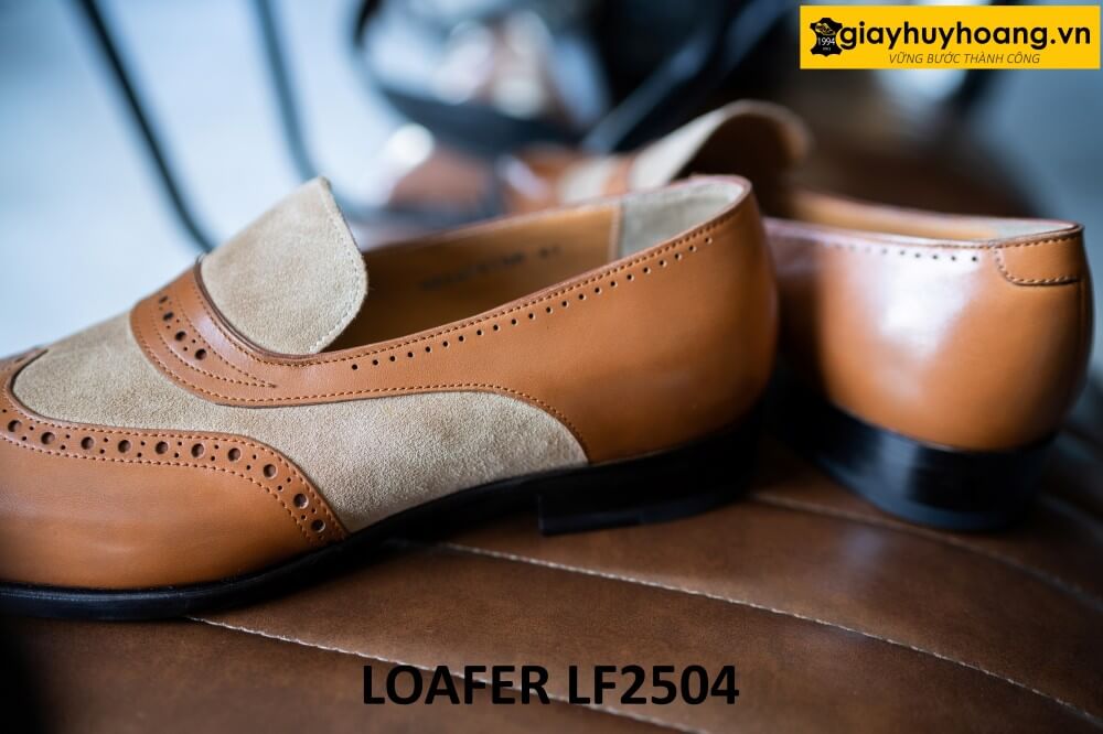 dat-dong-giay-da-nam-thu-cong-loafer-lf2504-003 Giày loafer nam không dây bò phối da lộn LF2504 003