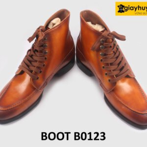 Giày da boot cổ cao nam buộc dây cao cấp B0123 004