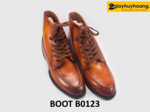 Giày da boot cổ cao nam buộc dây cao cấp B0123 003