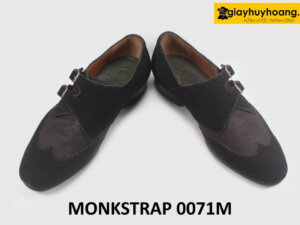 Giày da lộn nam phong cách màu đen Double Monkstrap 0071M 005