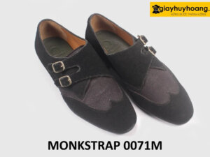 Giày da lộn nam phong cách màu đen Double Monkstrap 0071M 004