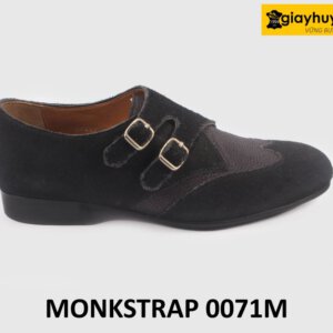 Giày da lộn nam phong cách màu đen Double Monkstrap 0071M 001