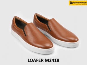 Giày lười thời trang nam đế bằng cao su sneaker 17068+M2418 004