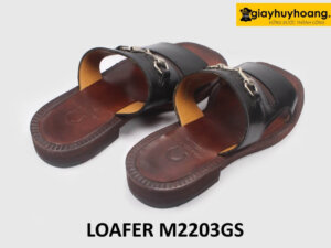 Dép da nam đen bóng trẻ trung thoải mái M2203GS 003