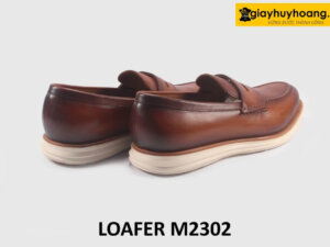 Giày da nam đế mềm màu bò viền nâu Loafer M2302 005