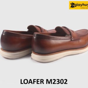 Giày da nam đế mềm màu bò viền nâu Loafer M2302 005