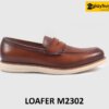 Giày da nam đế mềm màu bò viền nâu Loafer M2302 001