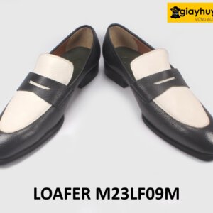 Giày lười nam vân hạt màu đen phối trắng Loafer LF09M 004
