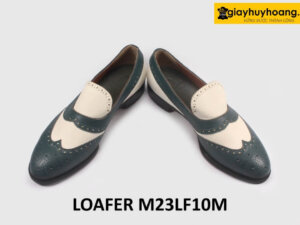 Giày lười nam phong cách màu trắng phối xanh Loafer LF10M 003