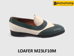 Giày lười nam phong cách màu trắng phối xanh Loafer LF10M 001