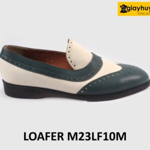 Giày lười nam phong cách màu trắng phối xanh Loafer LF10M 001
