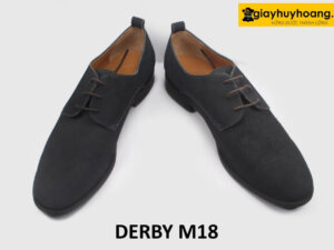 Giày da lộn xanh công sở thời trang nam Derby M18 003