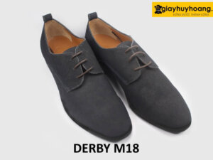 Giày da lộn xanh công sở thời trang nam Derby M18 002