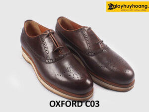 Giày tây oxford da nam màu nâu mũi tròn C03 003