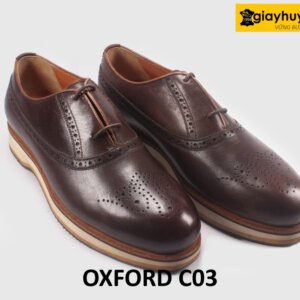 Giày tây oxford da nam màu nâu mũi tròn C03 003