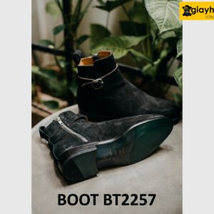 Giày da lộn đen boot nam thời trang cao cấp BT2257 0004